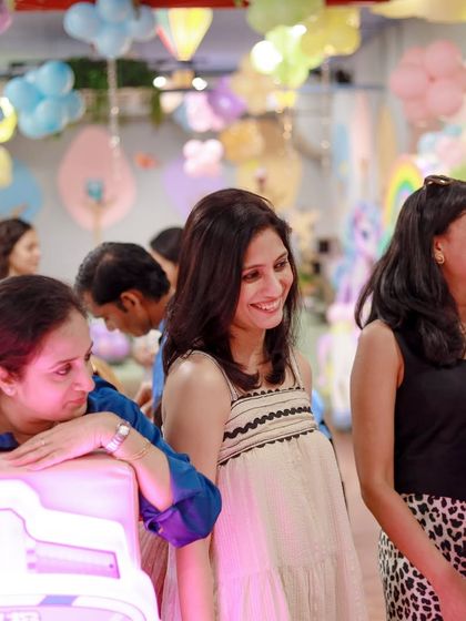 Guests enjoying the party atmosphere. We create a space where everyone, kids and adults, can have a wonderful time.