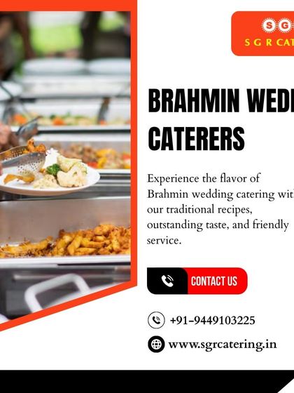 Experience the authentic flavor of Brahmin wedding catering with our traditional recipes and friendly service. This image of a buffet line highlights our ability to serve large gatherings with efficiency and care.