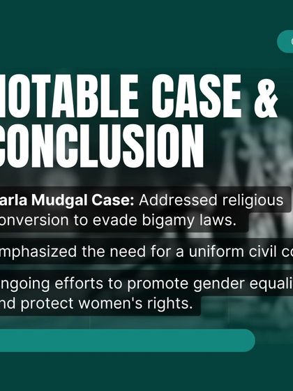 The Sarla Mudgal case was a notable judgment that addressed religious conversion to evade bigamy laws and emphasized the need for a Uniform Civil Code. It highlights the ongoing efforts to promote gender equality.