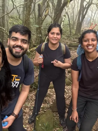 A happy selfie from within the dense forest trail of Kumaraparvatha.