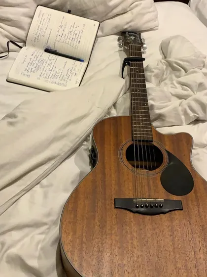 My songwriting essentials: a guitar and a journal. Every song starts with an idea, and I can help you develop your lyrical themes and musical concepts into a structured piece.