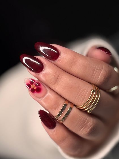 A detailed shot of the hand-painted floral accent. The technique I use creates a soft, watercolor-like effect that is truly unique.