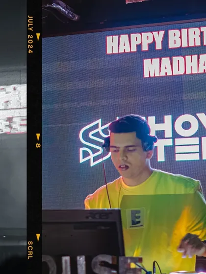 Making birthdays special. A shot from a private birthday party set at Warehouse, with a custom message on the big screen.