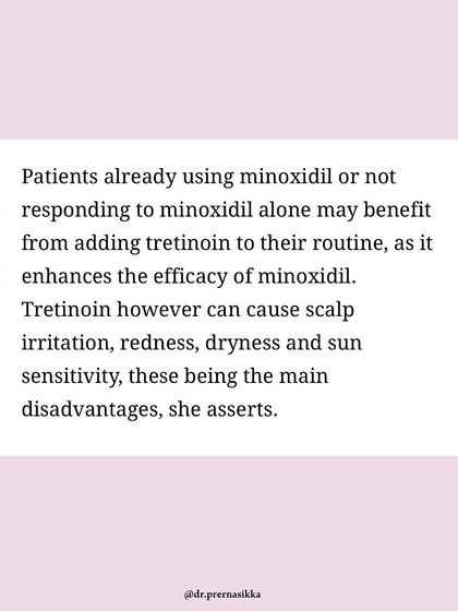 One of the key points from my Indian Express feature is that Tretinoin can enhance the efficacy of Minoxidil for patients who are not responding to Minoxidil alone. However, it is important to be aware of potential side effects like scalp irritation and sun sensitivity.