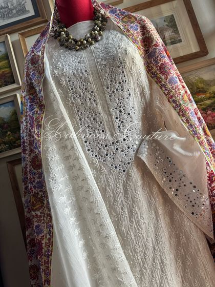 A three-quarter view of the styled ensemble.