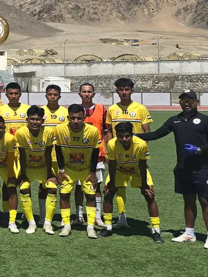 Our team lines up for a pre-tournament friendly match in Ladakh. These games against local teams are crucial for acclimatizing and preparing for the Climate Cup.