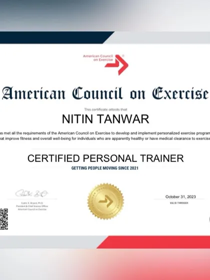 Your trust is important to me. This is my certification from the American Council on Exercise (ACE), which means I have the knowledge to create safe and effective personalized exercise programs to help you reach your goals.