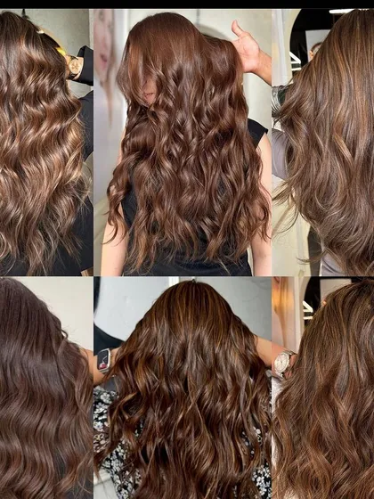 Serving chocolatey goodness, one strand at a time. This collage shows various rich brunette looks I've created.