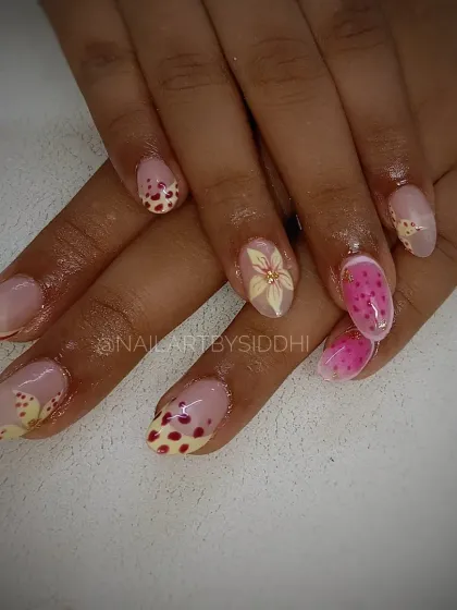 A still image of the fun and fruity-looking polka dot and flower design.