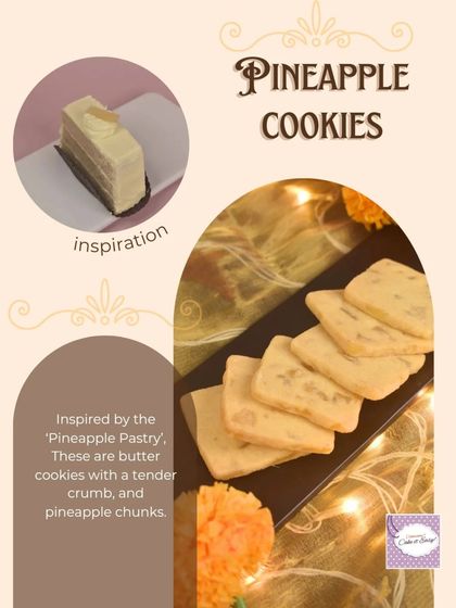 These Pineapple Cookies are inspired by the classic pineapple pastry. They are tender butter cookies packed with chunks of pineapple.