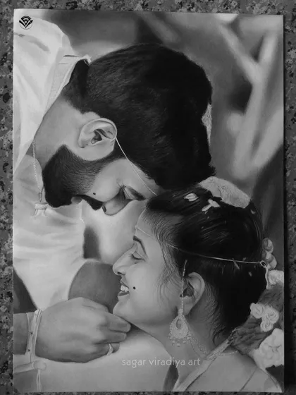 A custom couple portrait is a beautiful way to capture a special moment. In this A3 size graphite and charcoal drawing, I focused on the tender emotion and connection between the two, ensuring every detail from the hair to the subtle smiles was preserved.