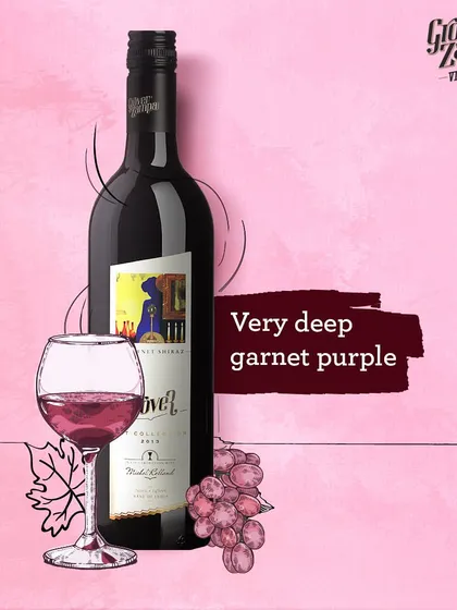 The Art Collection Cabernet Shiraz has a very deep garnet purple color, a visual cue to its rich and complex flavor profile.