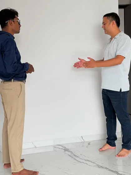 An engaging discussion with the client about their vision for the space. Listening to their needs is the most important first step.