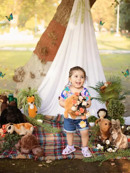 Sometimes the best adventures happen right in the park. I love creating beautiful outdoor setups like this teepee picnic, letting your little one's imagination run wild in the golden sunlight.
