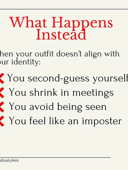 When your outfit doesn't align with your identity, you shrink in meetings and avoid being seen. Let's fix that.