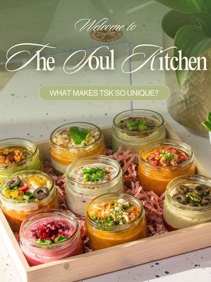 Welcome to The Soul Kitchen. This image showcases my beautiful dip hampers and asks the question: what makes TSK so unique?