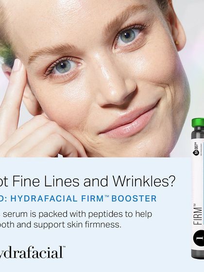If you have fine lines and wrinkles, I can add the HydraFacial Firm booster to your treatment. This serum is packed with peptides to help smooth and support skin firmness.