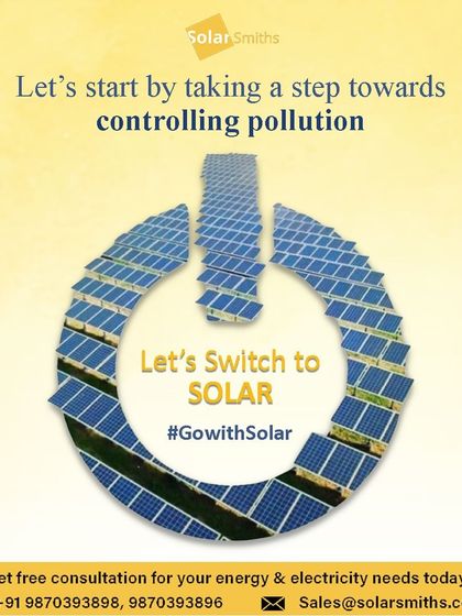 Let's start by taking a step towards controlling pollution. Let's switch to solar. The power button icon made of solar panels symbolizes this important choice.