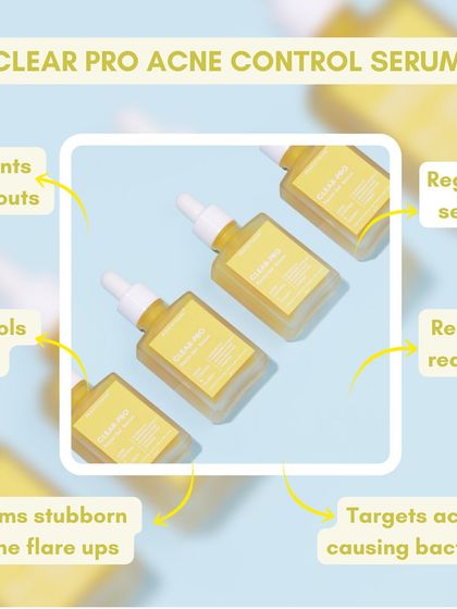 My Clear-Pro Acne Control Serum offers a complete solution for acne-prone skin. It regulates sebum, reduces redness, and targets acne-causing bacteria to prevent breakouts and calm flare-ups.