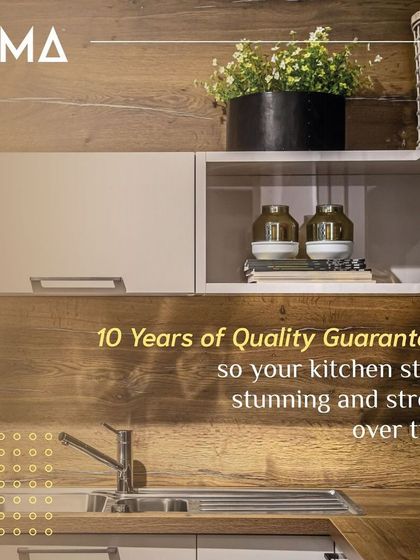 10 years of quality, guaranteed. This kitchen, with its wood-grain finish and clean lines, is crafted with materials engineered to last, ensuring your space stays stunning and strong over time.