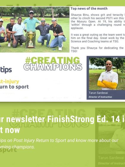 Our academy newsletter, "Finish Strong," keeps our community updated on our champions' successes and provides valuable tips, such as post-injury return to sport.