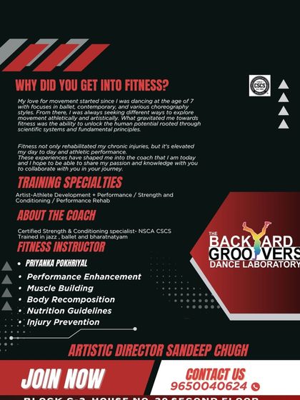 Meet our fitness coach, a certified specialist who understands the unique physical demands of dance. Our program focuses on performance enhancement, muscle building, and nutrition guidelines.