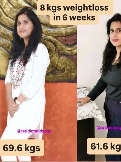 Another angle of Usha's 8 kg transformation. The change is visible from every side, highlighting significant inch loss.