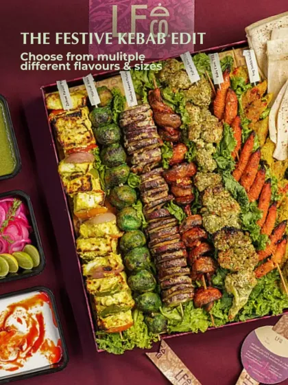 My Festive Kebab Edit is a celebration in a box, perfect for your lively house parties. It features a vibrant assortment of succulent kebabs, including paneer tikka and other vegetarian options, all grilled to perfection and ready to be shared.