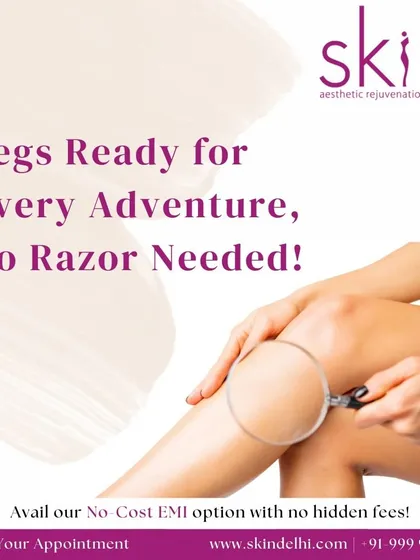 Get your legs ready for any occasion without ever needing a razor again. Our laser leg hair treatment provides smooth, flawless skin, and we offer no-cost EMI options to make it more accessible.