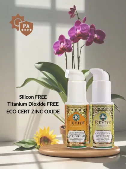 This is my promise in a bottle. Both my Sun Escort Gel and Sun Guard are proudly formulated to be Silicone Free and Titanium Dioxide Free, using only high-quality Eco Cert Zinc Oxide for superior, safe protection.