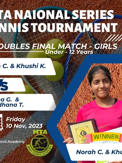 Presenting the Girls' Doubles winners, Norah C. & Khushi K., at the AITA National Series Tournament for the Under-12 category.