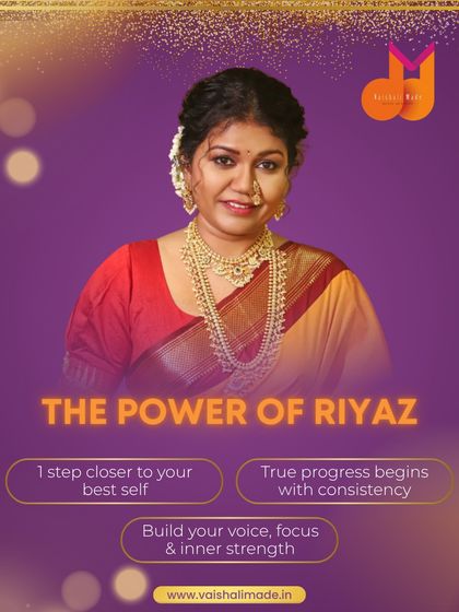 The power of 'Riyaz' (daily practice) is transformative. Each session is a step closer to your best self, building not just your voice but also your focus and inner strength. True progress begins with consistency.