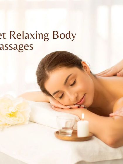 A client relaxes on the massage table, surrounded by the soft glow of candles. We create a serene atmosphere to ensure you can fully unwind and enjoy your relaxing body massage.