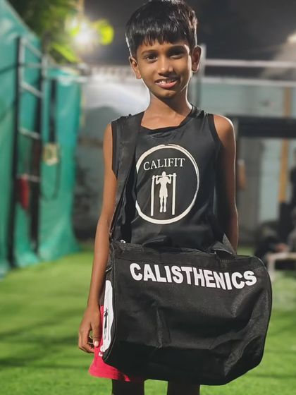 Our mini rocket, ready for his training session. We provide our athletes with all the gear they need to feel like part of the team.