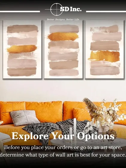 Before you buy, explore your options. This graphic encourages you to determine what type of wall art, like this triptych canvas, is best for your space.