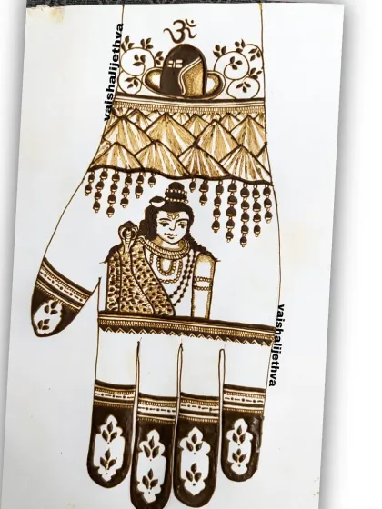 The completed Lord Shiva design, demonstrating shading and portrait skills taught in the course.