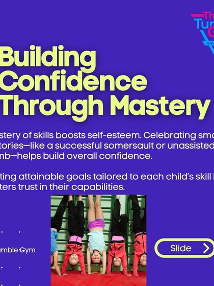 We believe in building confidence through mastery of skills. This graphic explains how we celebrate small victories, like a successful somersault, and set attainable goals to help children build trust in their own capabilities.