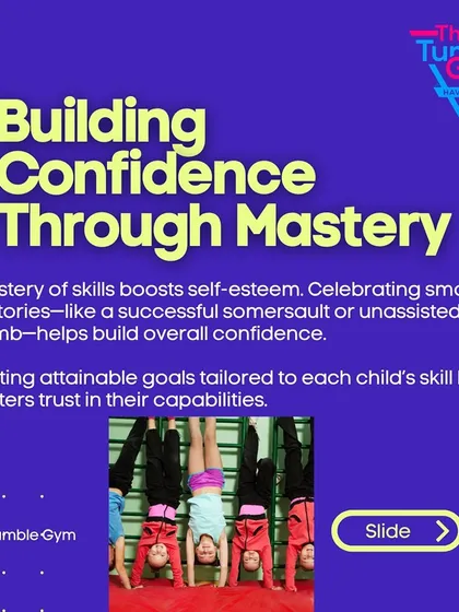We focus on building confidence through mastery. Celebrating small victories, like a successful somersault, helps build a child's trust in their capabilities.