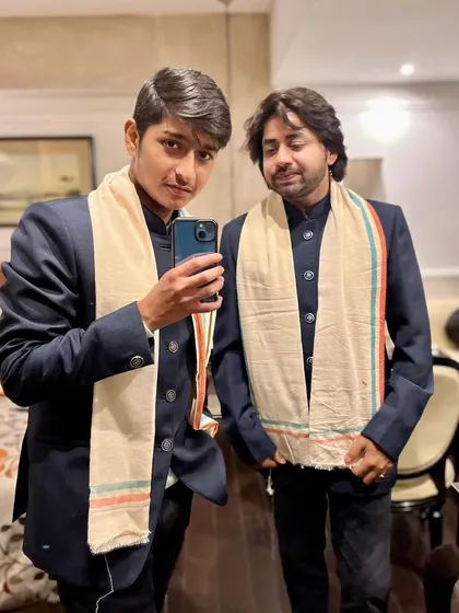 Getting ready backstage for the performance at Gandhi Smriti Bhavan.