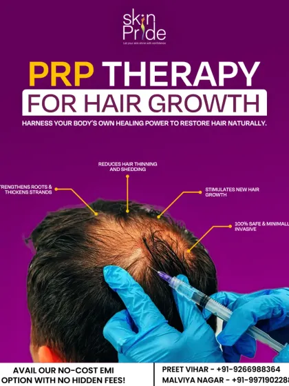 This shows how our PRP Therapy for hair growth works. It is a 100% safe and minimally invasive procedure that uses your body's own healing power to strengthen roots, reduce hair thinning, and stimulate new, natural hair growth.