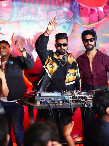 The whole crew on stage with me at Tipsy Bull.