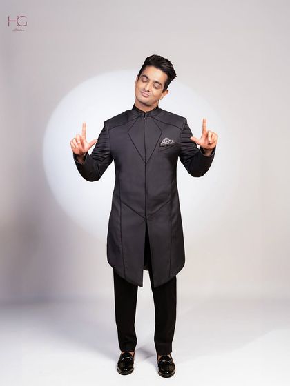 The energy of the client is what brings the garment to life. Ranveer Allahbadia looking sharp and confident in my custom-designed achkan.