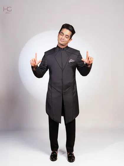The energy of the client is what brings the garment to life. Ranveer Allahbadia looking sharp and confident in my custom-designed achkan.