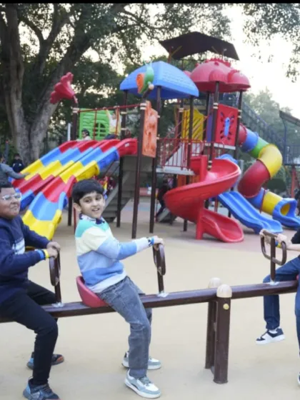 Classic playground fun is always a hit. Kids enjoy the seesaw in our spacious and well-maintained outdoor play area at Punjabi Bagh.