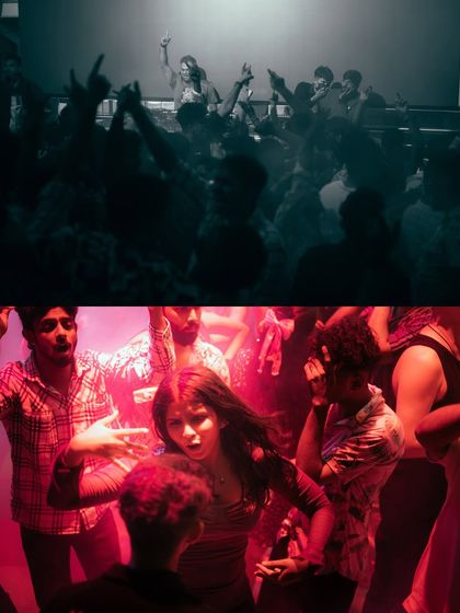 A dark and moody collage of the dancefloor.