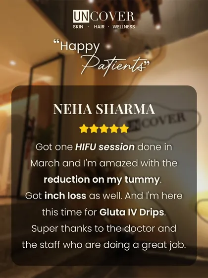 We love hearing from our patients. This review highlights the two most important outcomes of our HIFU treatment: visible reduction and measurable inch loss on the tummy. It’s this kind of result that makes it one of our most popular body sculpting procedures.
