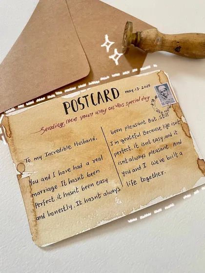 A postcard for an incredible husband. It's such a privilege to write out these real, honest words about love and life. A postcard is a perfect way to send a short, heartfelt message that they can keep forever.