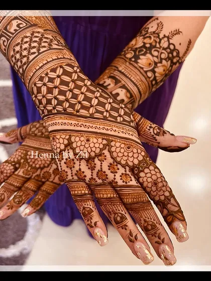 An intricate design with a mix of geometric and floral patterns, creating a rich and textured look.