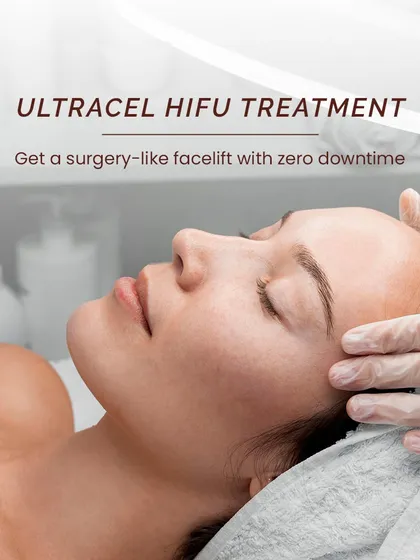 My Ultracel HIFU treatment offers a surgery-like facelift with zero downtime. It uses high-intensity focused ultrasound to stimulate collagen production deep within the skin for a natural lift.