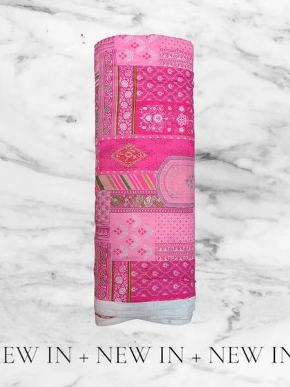 Soft and cozy velvet prints for all your winter dream designs. This pink patchwork print is perfect for a smart suit, shirt, or co-ord set.